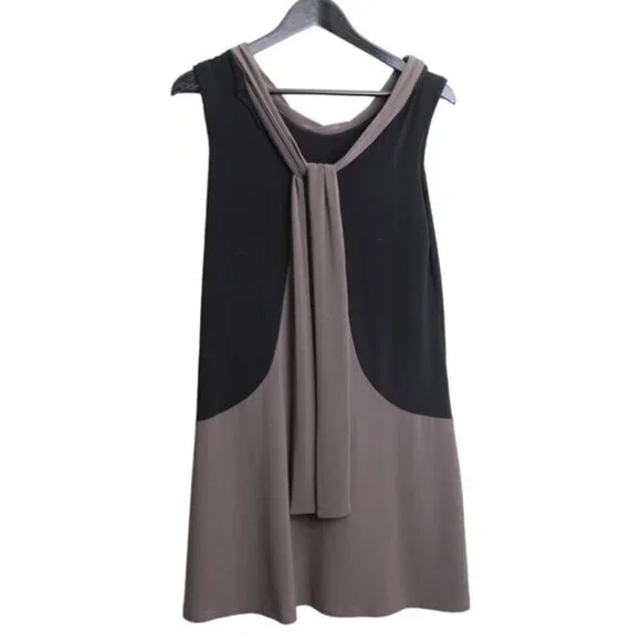 Joseph Ribkoff | Dresses | Joseph Ribkoff Black Gray Color Block Keyhole  Tie Pocket Jersey Swing Dress Sz 6 | Poshmark